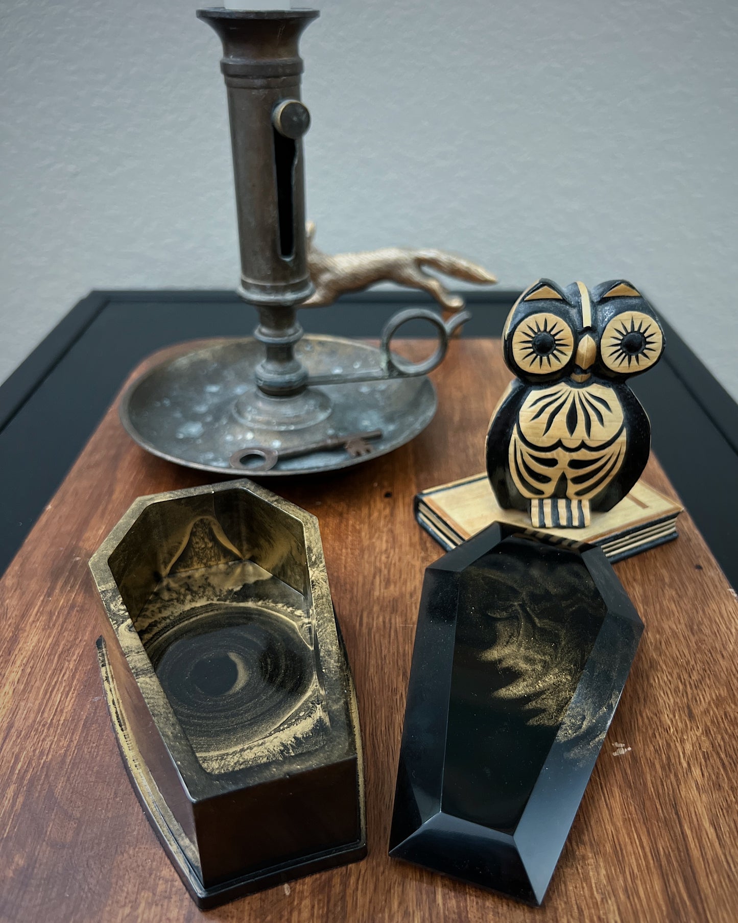 handmade resin coffin trinket boxes