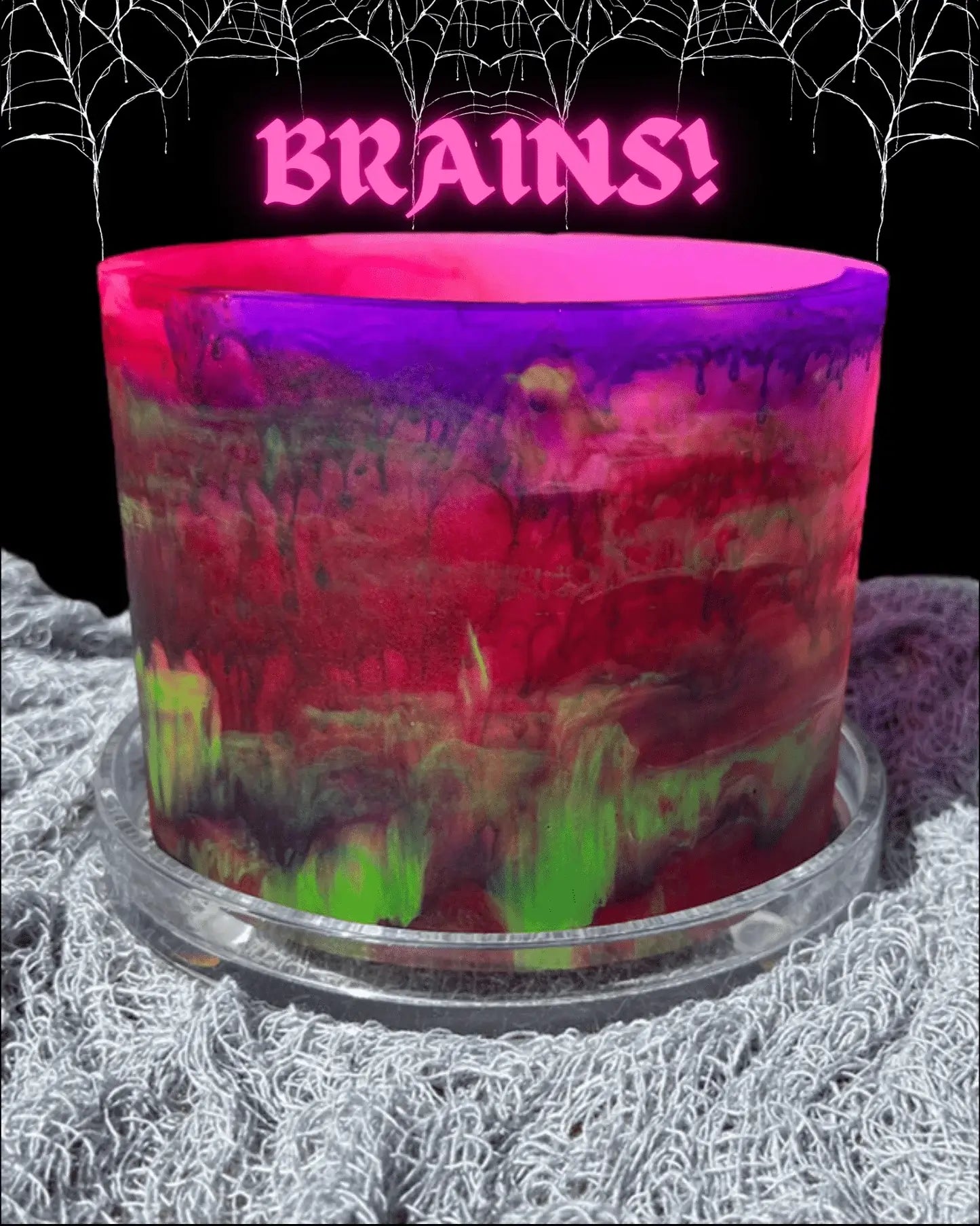 Halloween plant pot hot pink purple red slime green brains