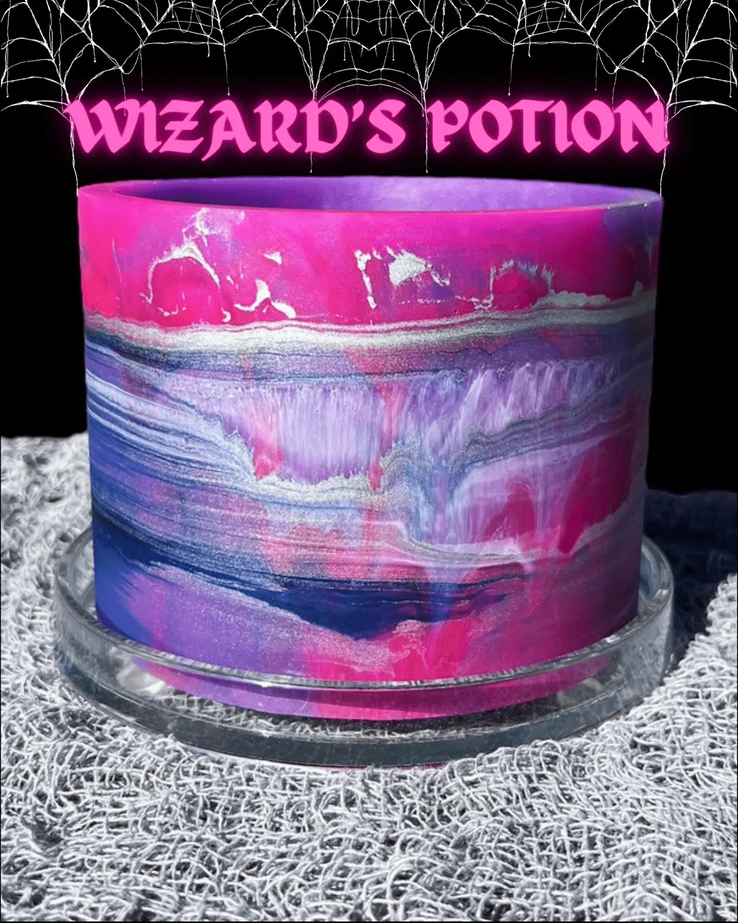Halloween plant pot hot pink silver blue wizards potion