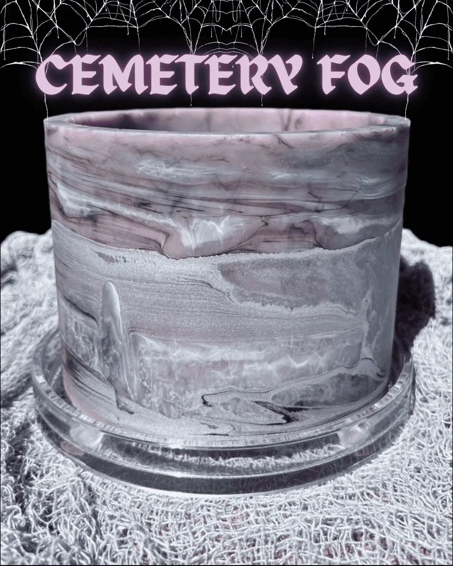 Halloween plant pot lavender silver black cemetery fog