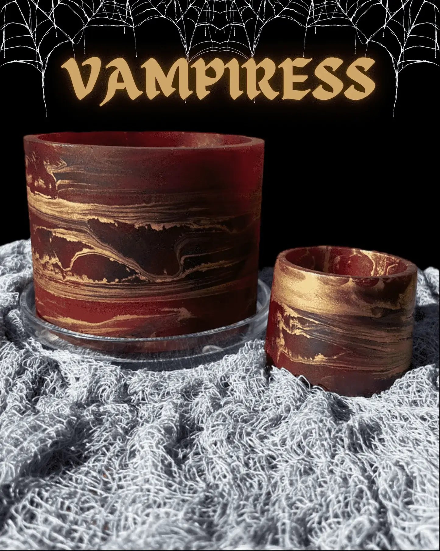 Halloween plant pot vampiress gold burgundy red
