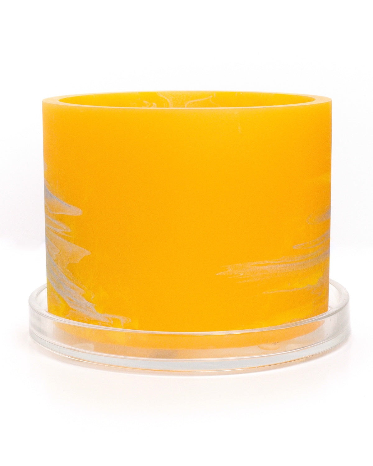 Sunshine yellow silver handmade resin plant pot 6 inch indoor planter with drainage