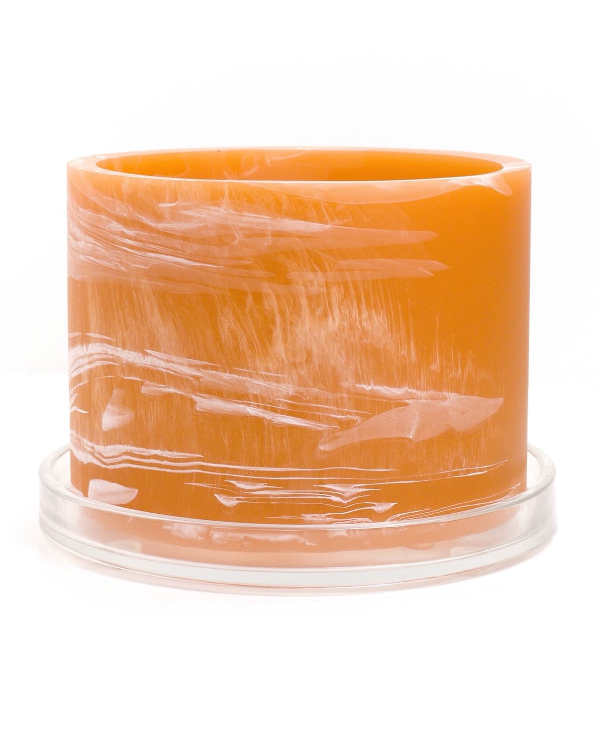 apricot orange white handmade resin plant pot 6 inch indoor planter with drainage