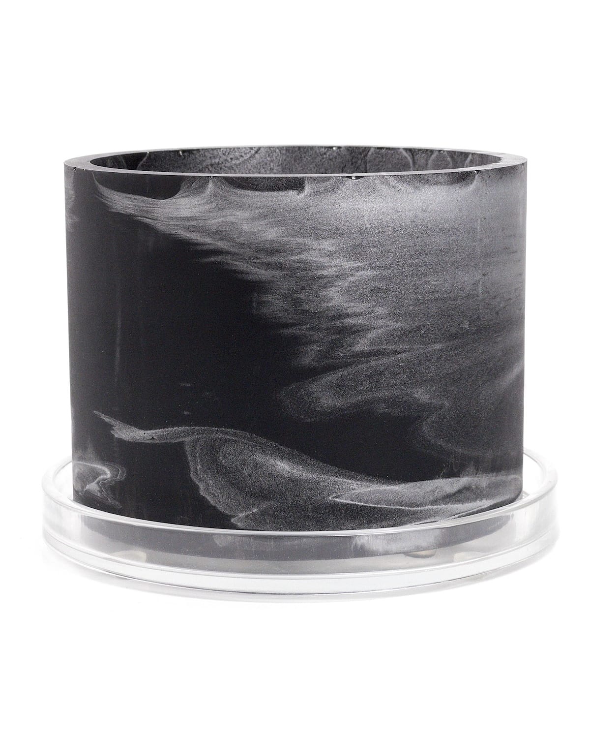 black silver handmade resin plant pot 6 inch indoor planter with drainage