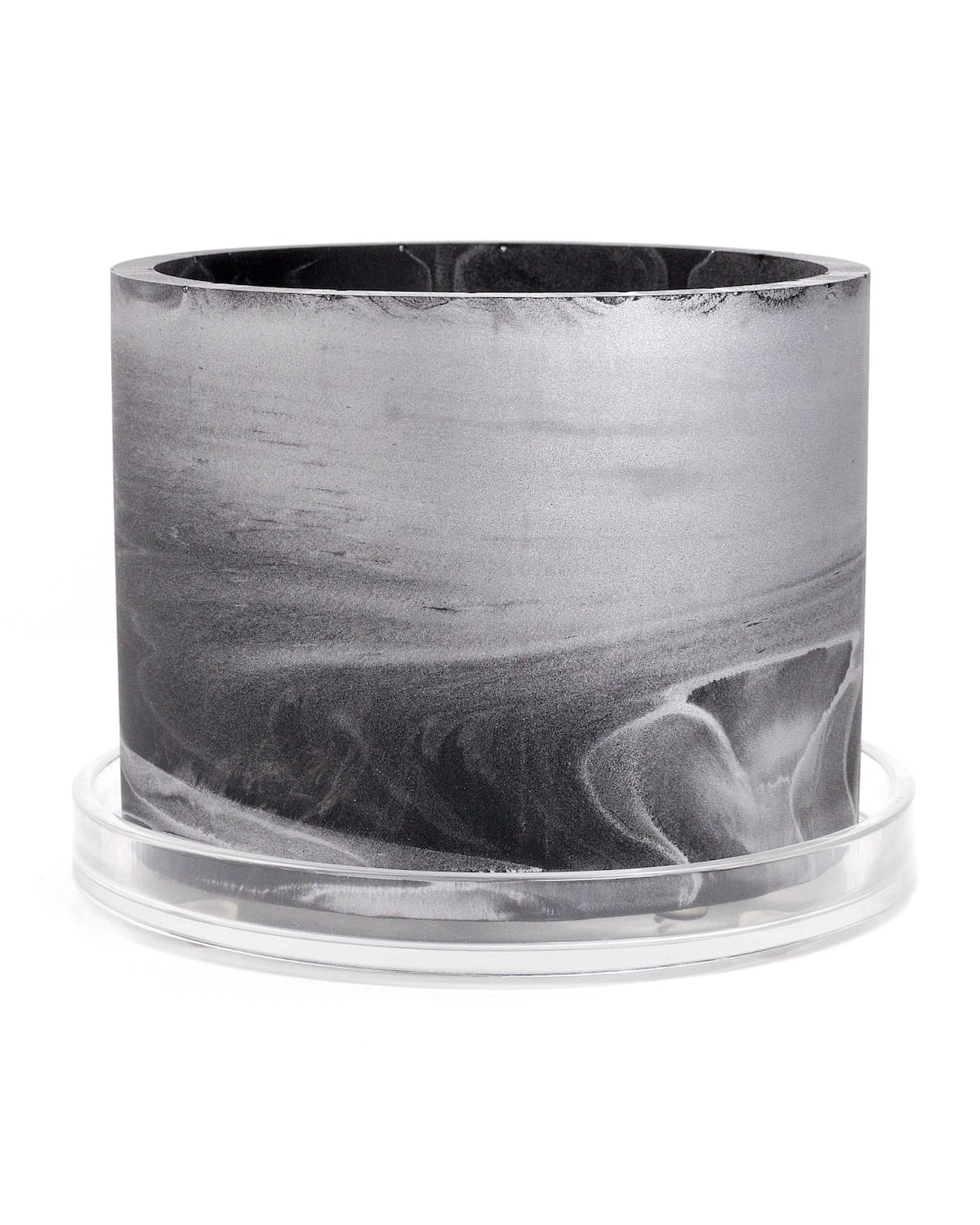 black silver handmade resin plant pot 6 inch indoor planter with drainage