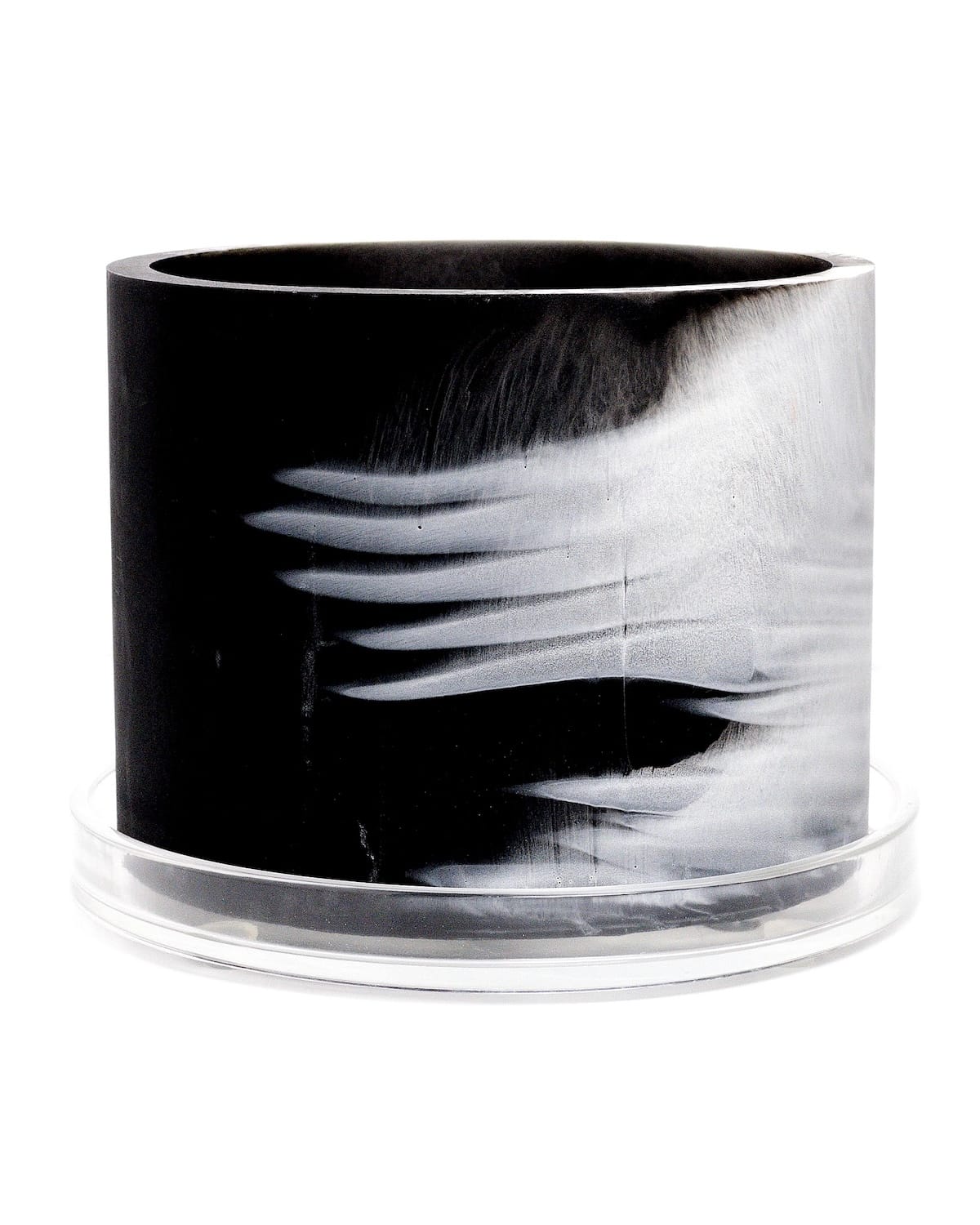 black white handmade resin plant pot 6 inch indoor planter with drainage