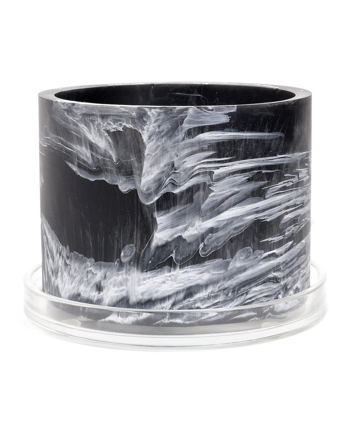 black white handmade resin plant pot 6 inch indoor planter with drainage