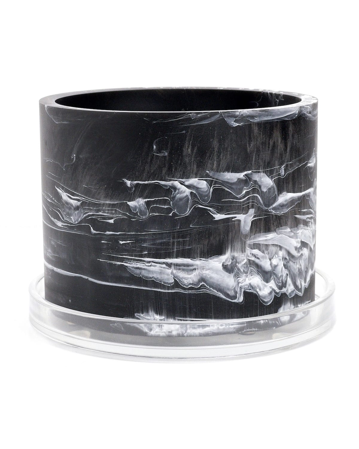 black white handmade resin plant pot 6 inch indoor planter with drainage