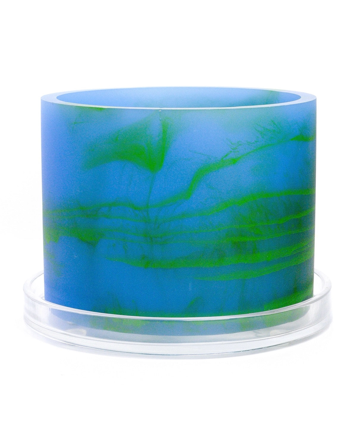 blue lime green handmade resin plant pot 6 inch indoor planter with drainage