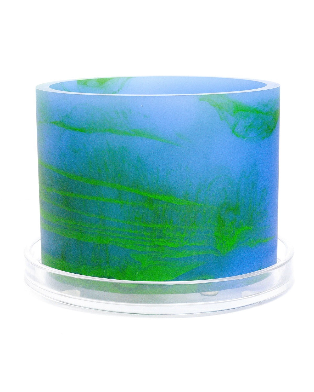 blue lime green handmade resin plant pot 6 inch indoor planter with drainage