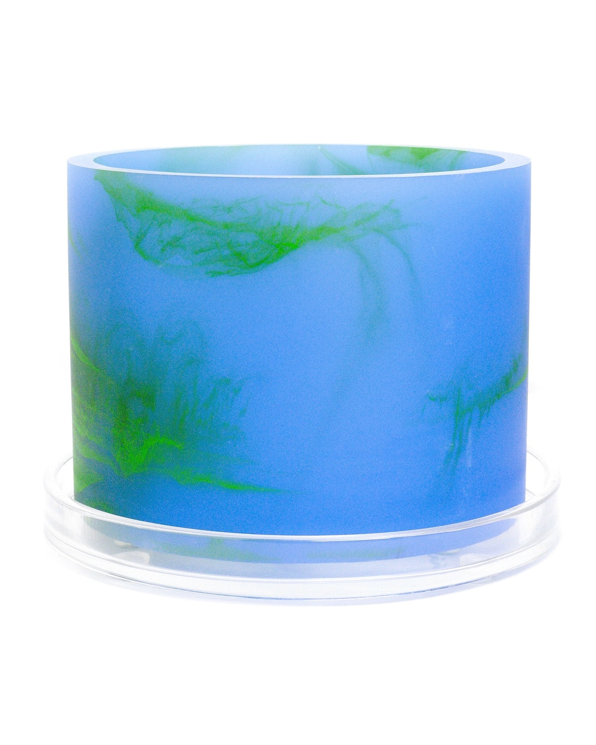 blue lime green handmade resin plant pot 6 inch indoor planter with drainage