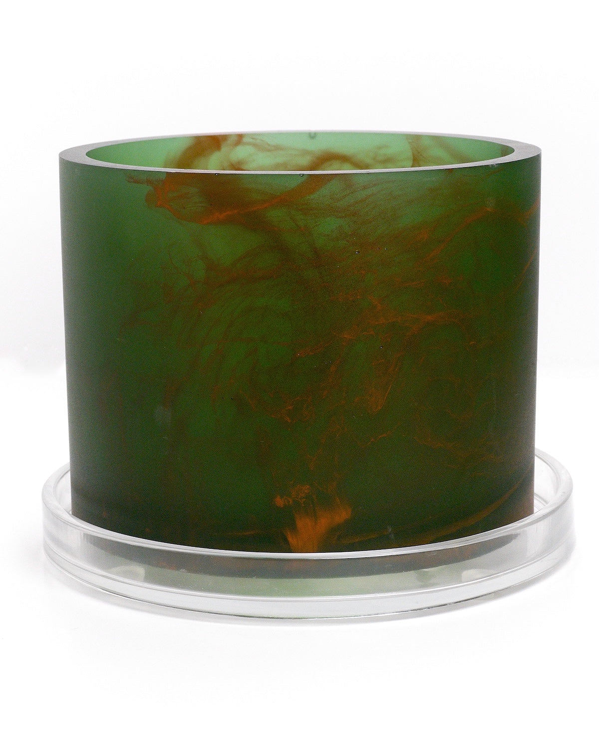 dark green orange handmade resin plant pot 6 inch indoor planter with drainage
