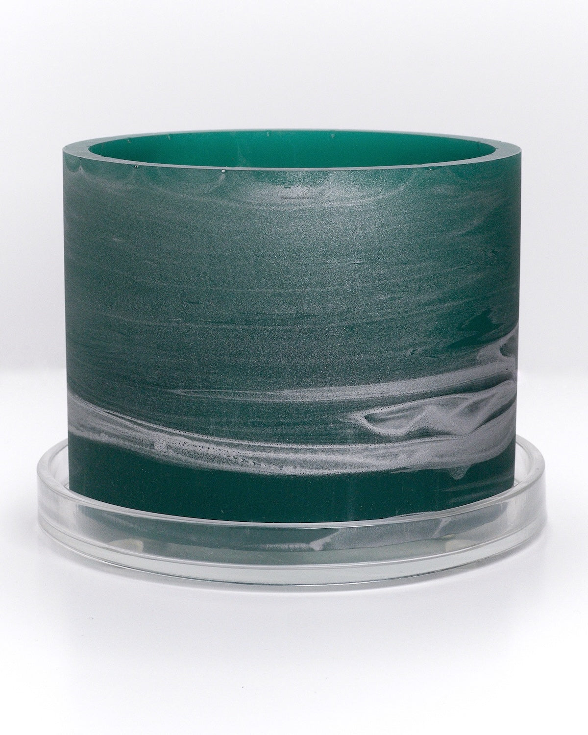 dark teal silver handmade resin plant pot 6 inch indoor planter with drainage