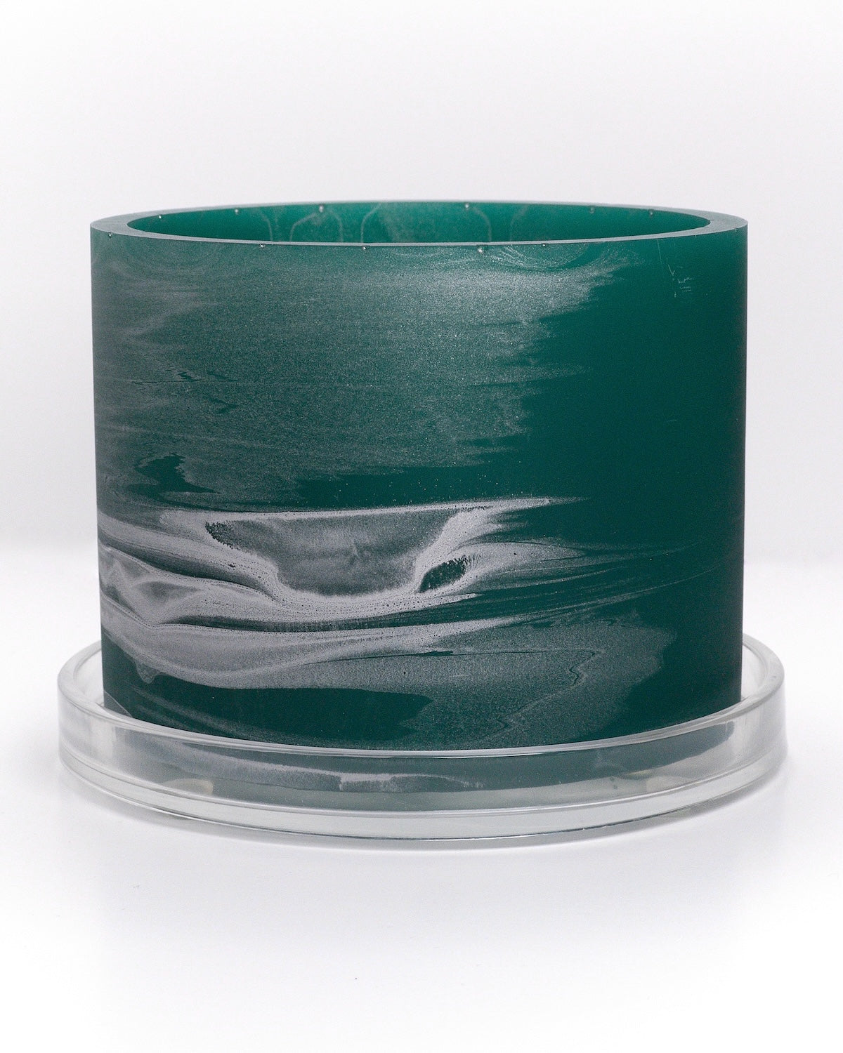 dark teal silver handmade resin plant pot 6 inch indoor planter with drainage