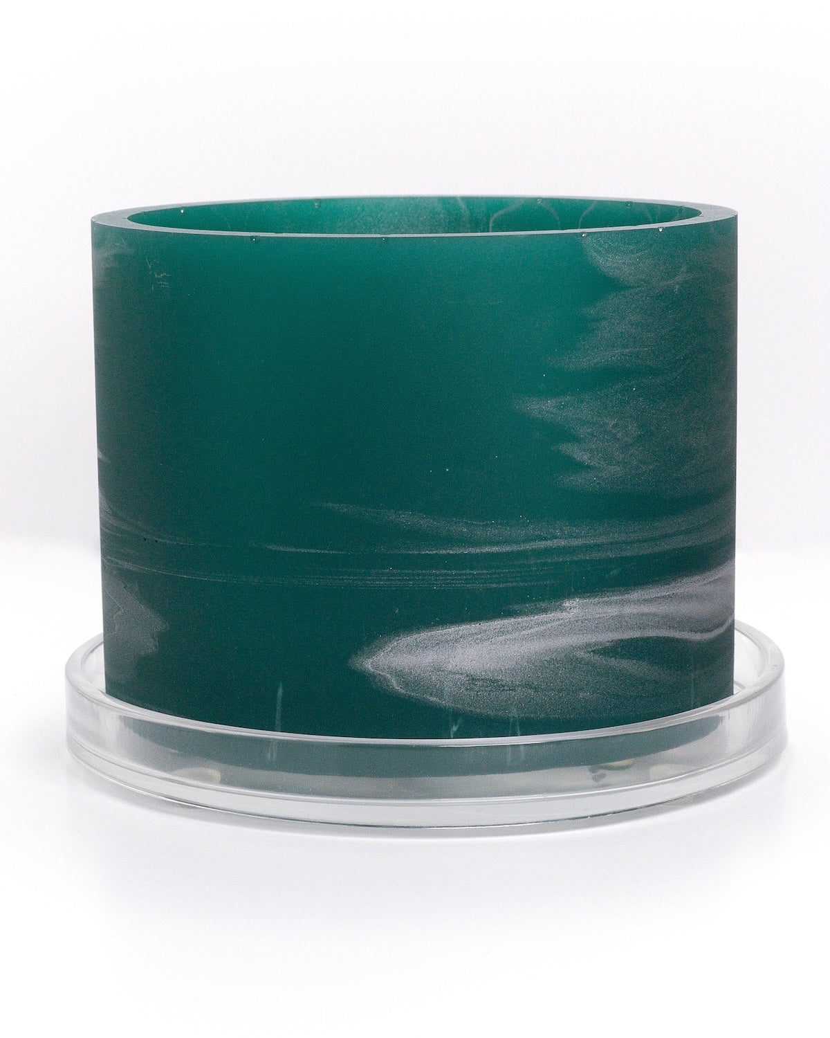 dark teal silver handmade resin plant pot 6 inch indoor planter with drainage