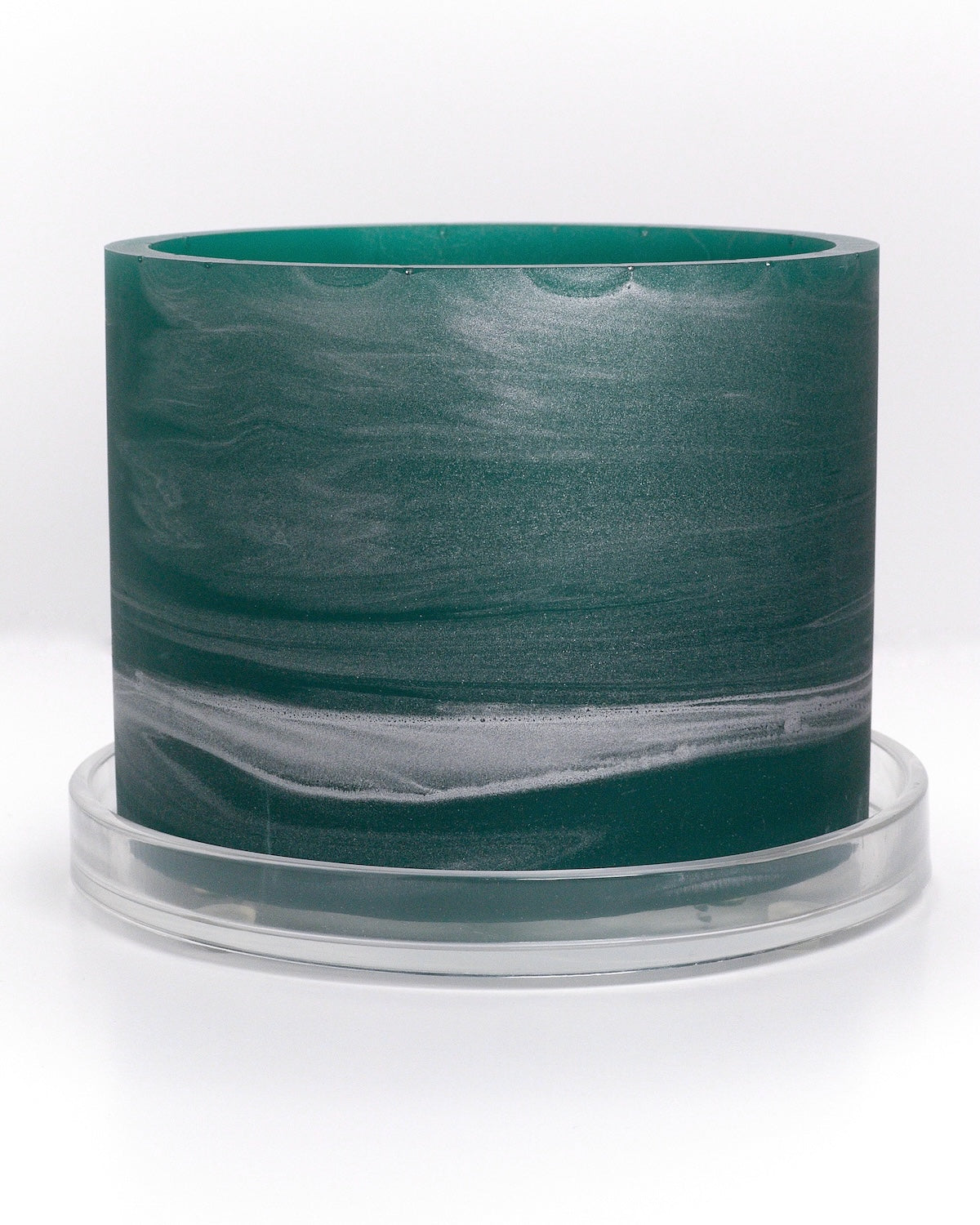 dark teal silver handmade resin plant pot 6 inch indoor planter with drainage