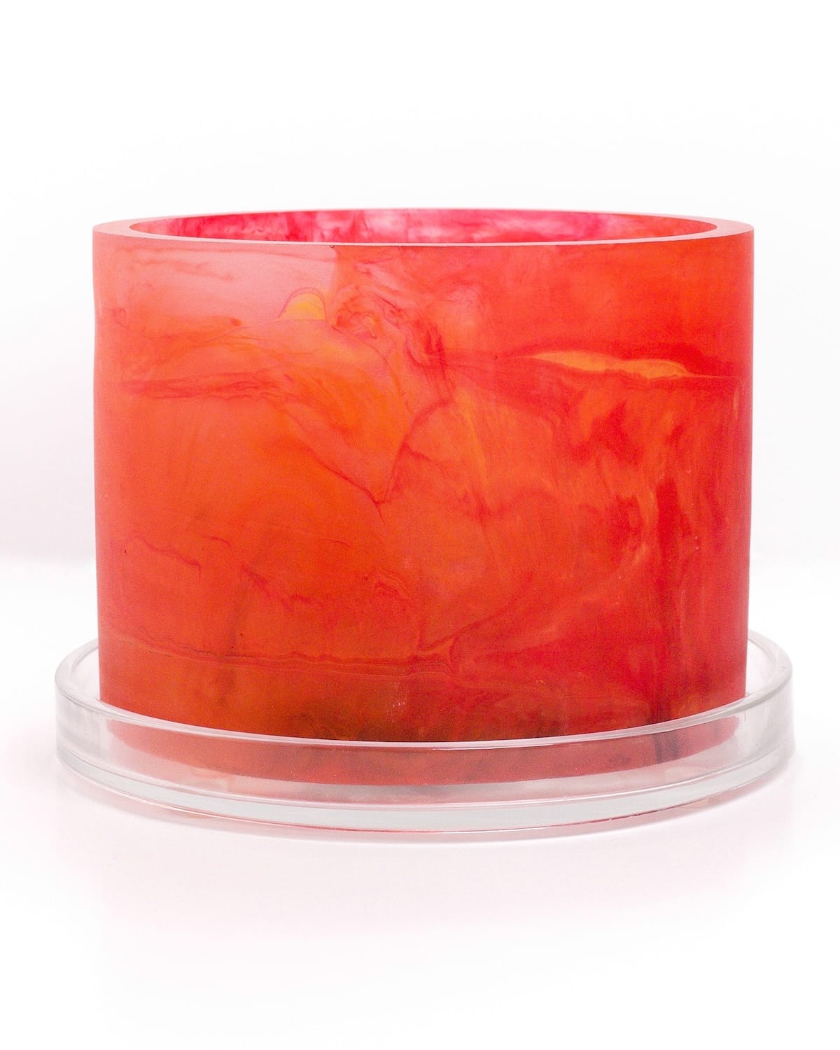 inferno red orange handmade resin plant pot 6 inch indoor planter with drainage