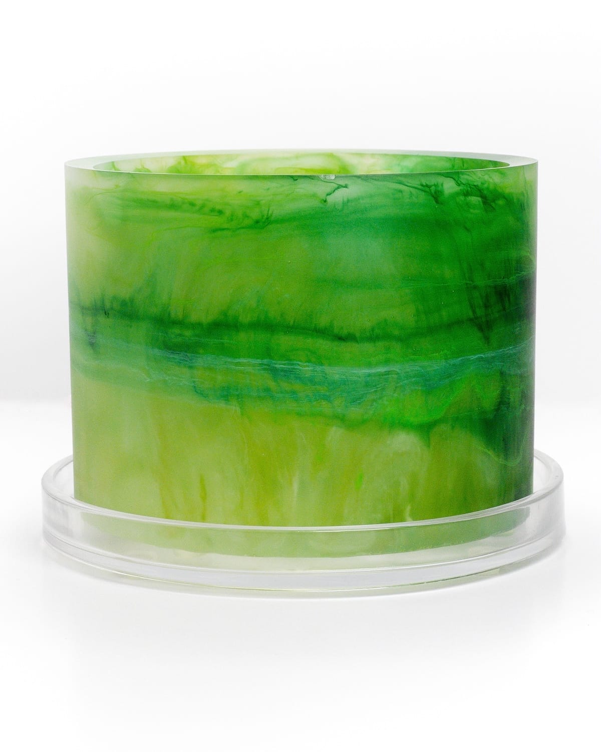 lime forest green white clear handmade resin plant pot 6 inch indoor planter with drainage
