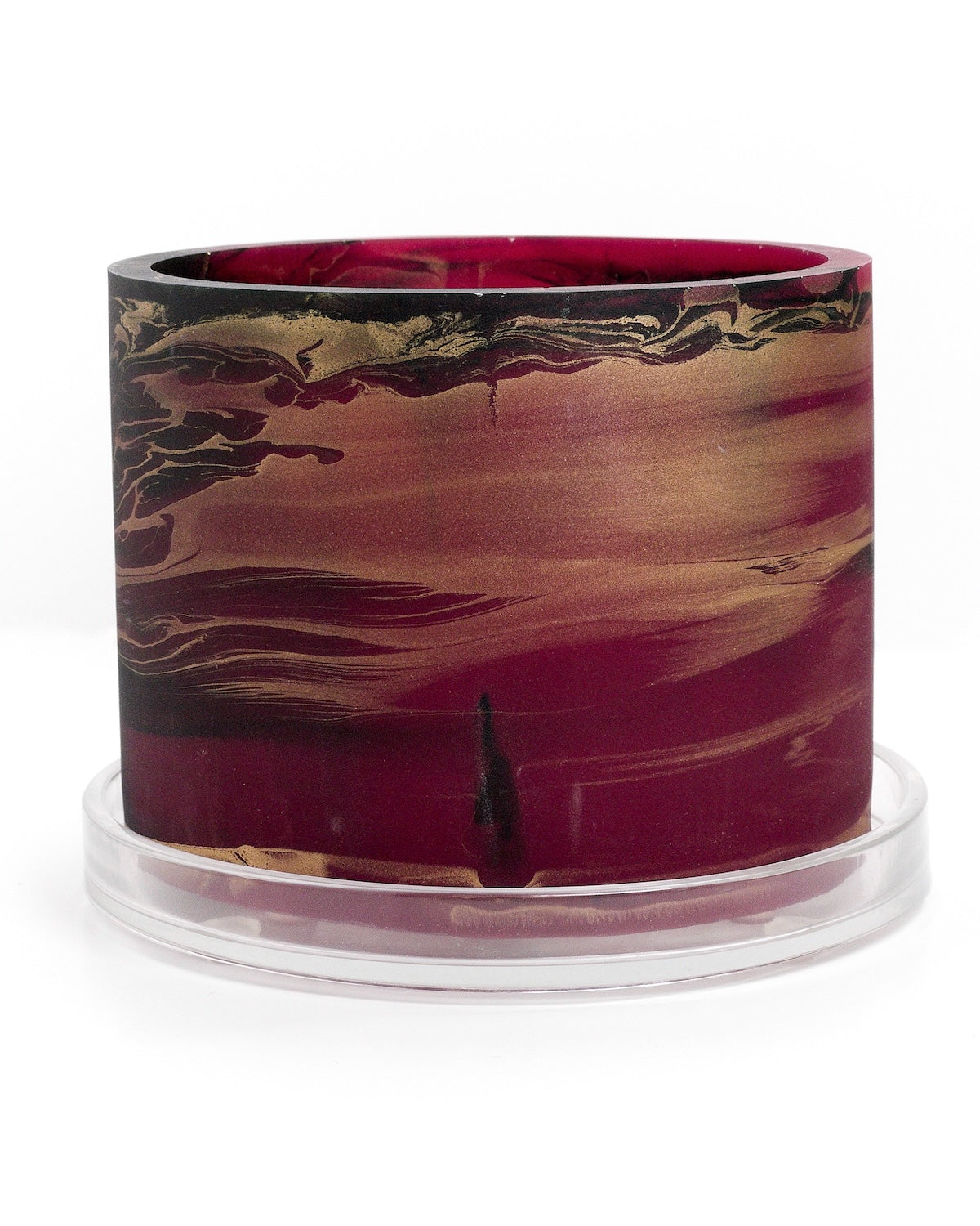 maroon red gold black handmade resin plant pot 6 inch indoor planter with drainage