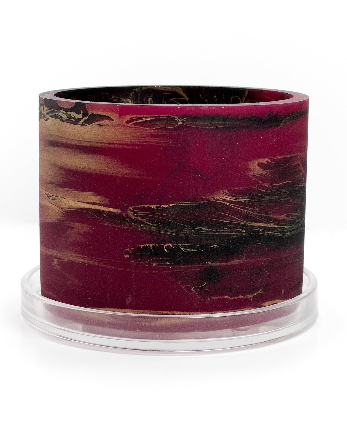 maroon red gold black handmade resin plant pot 6 inch indoor planter with drainage