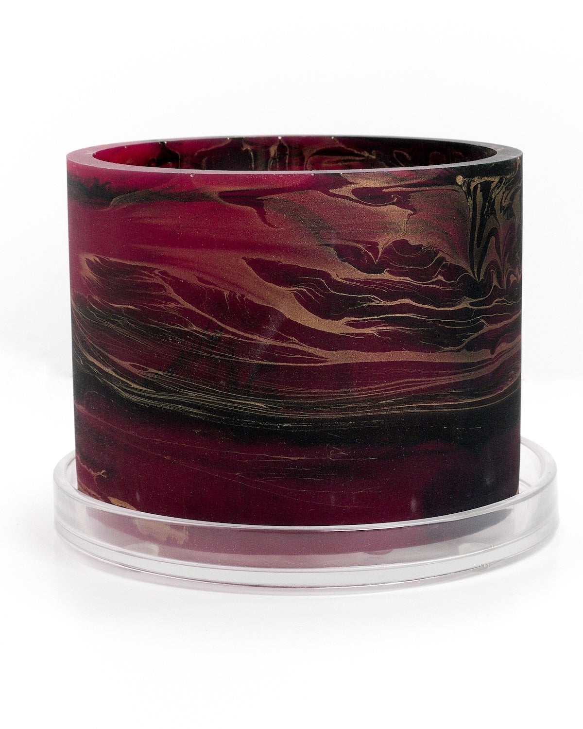 maroon red gold black handmade resin plant pot 6 inch indoor planter with drainage