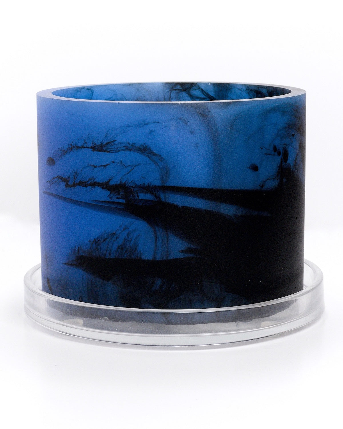 sapphire blue black handmade resin plant pot 6 inch indoor planter with drainage