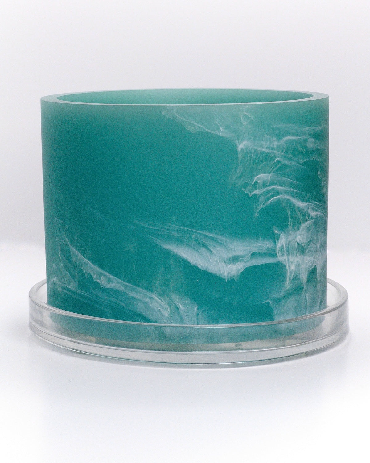 sky blue white handmade resin plant pot 6 inch indoor planter with drainage