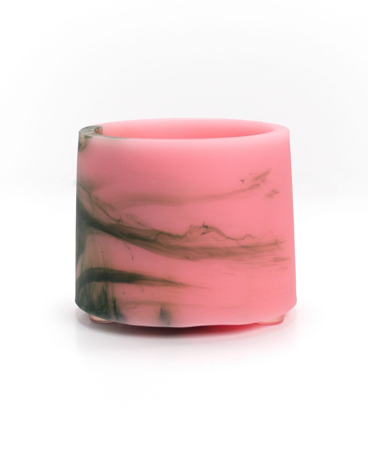 Handmade pastel pink and forest green resin succulent planter, mini 2.5 inch plant pot with drainage.