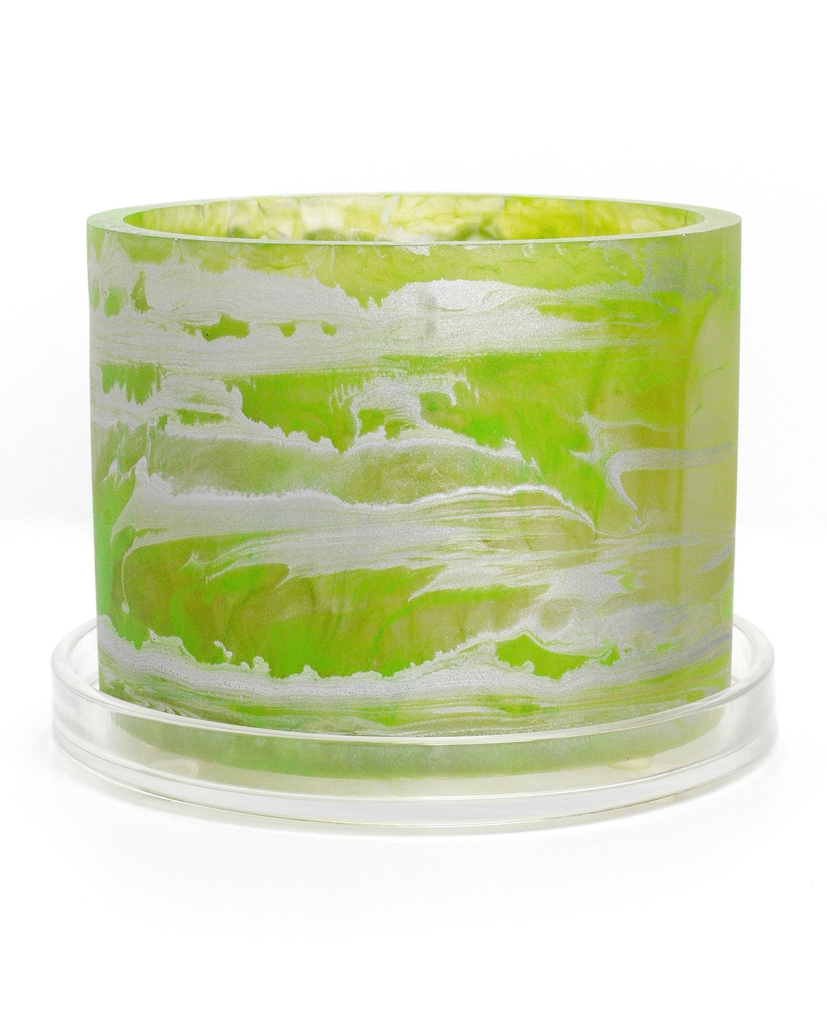 translucent lime silver handmade resin plant pot 6 inch indoor planter with drainage