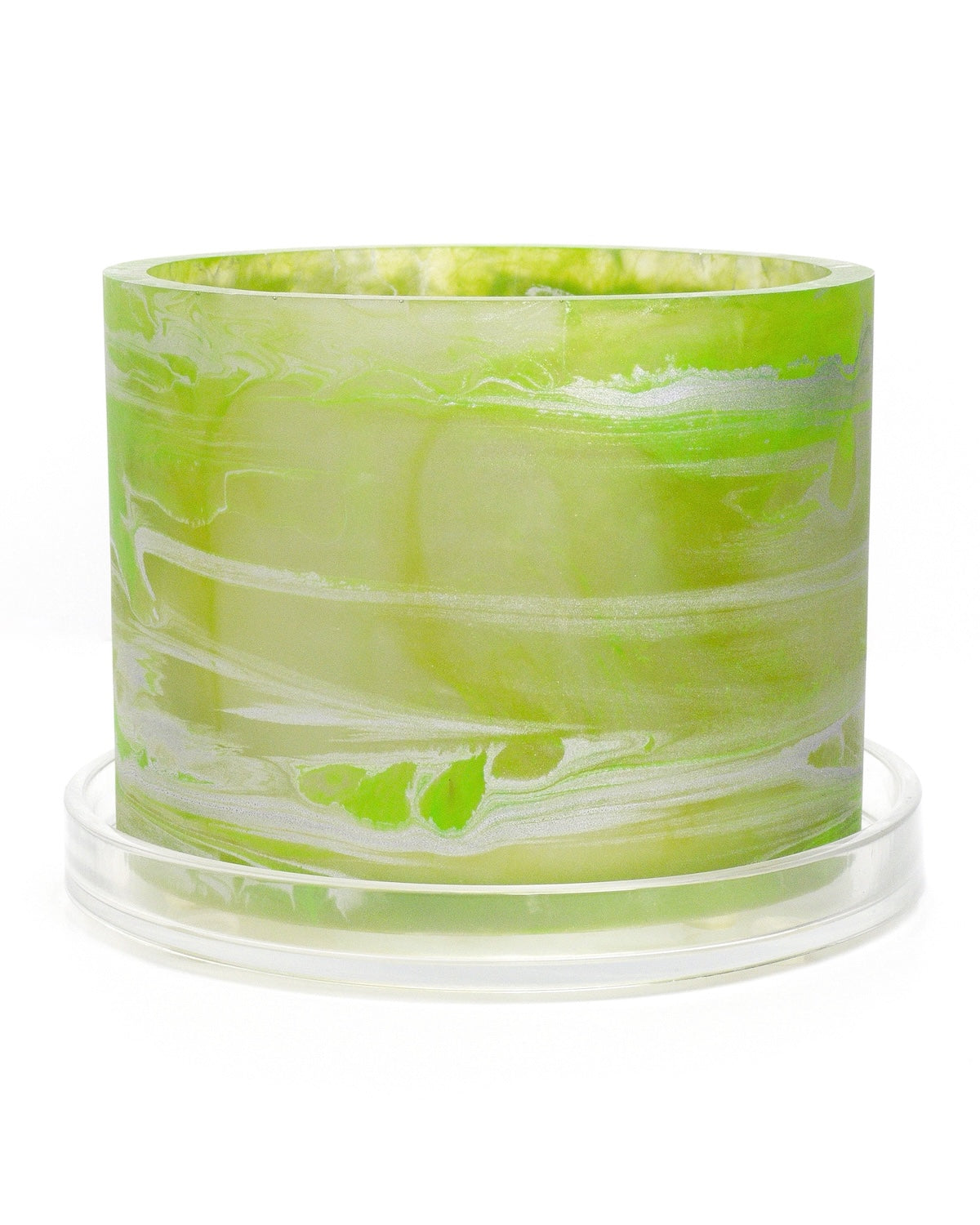 translucent lime silver handmade resin plant pot 6 inch indoor planter with drainage