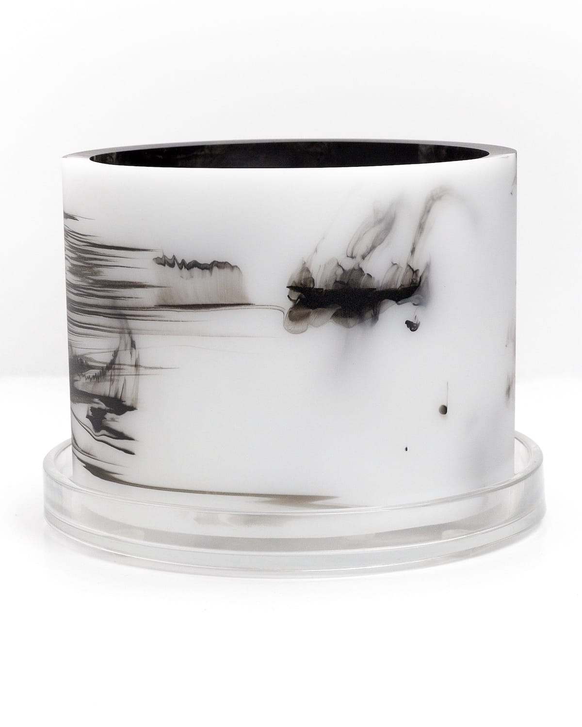white black handmade resin plant pot 6 inch indoor planter with drainage