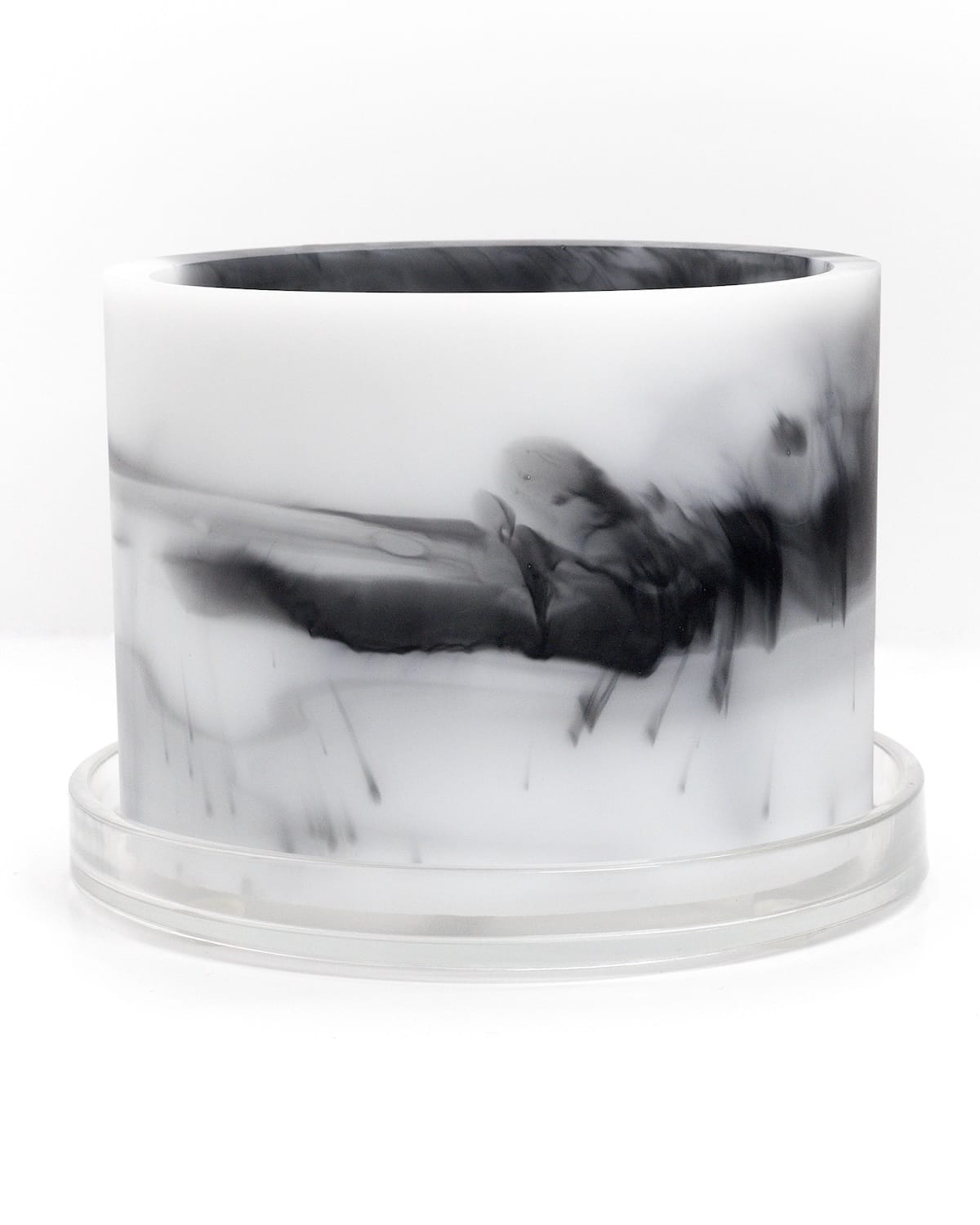 white black handmade resin plant pot 6 inch indoor planter with drainage