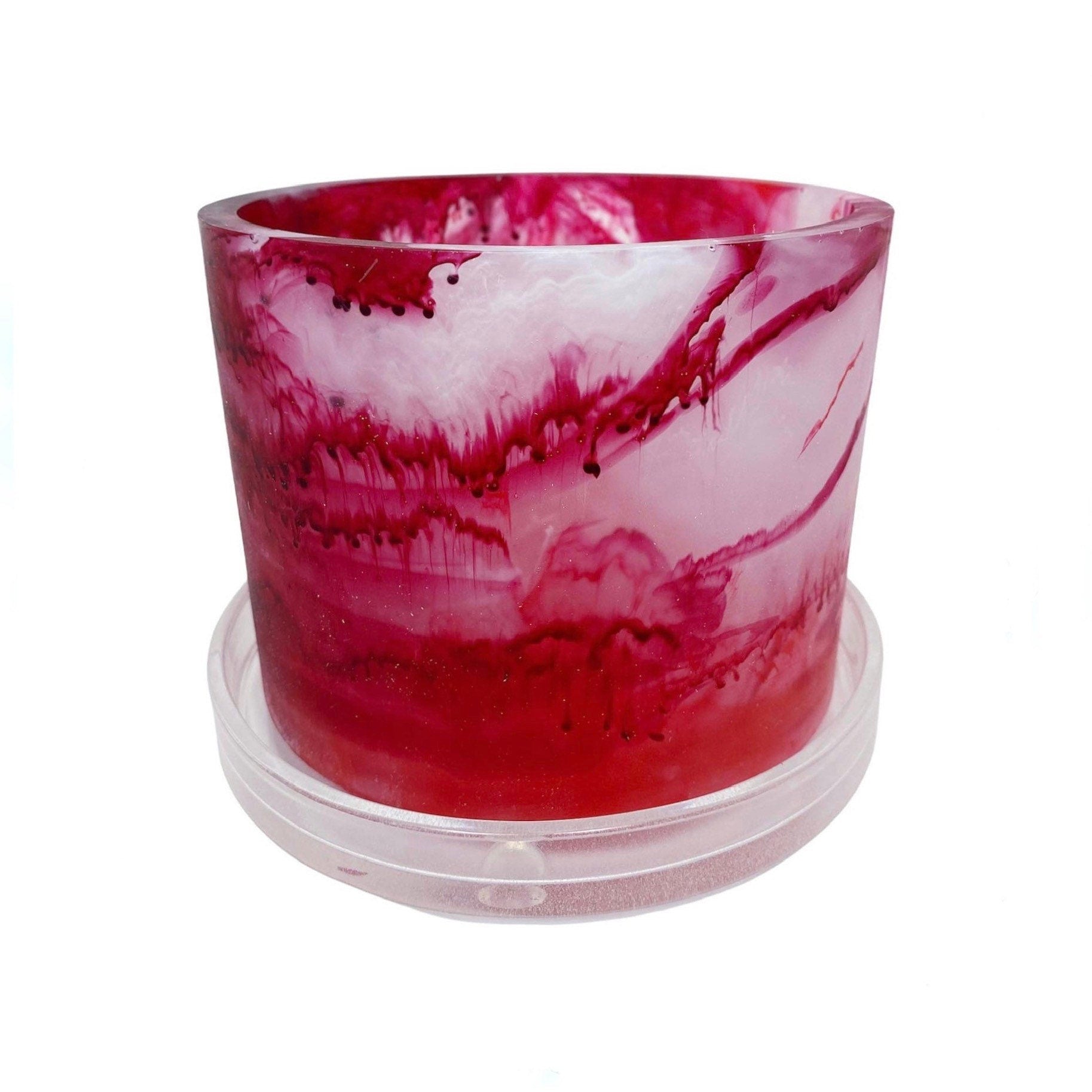 white red handmade resin plant pot 6 inch indoor planter with drainage