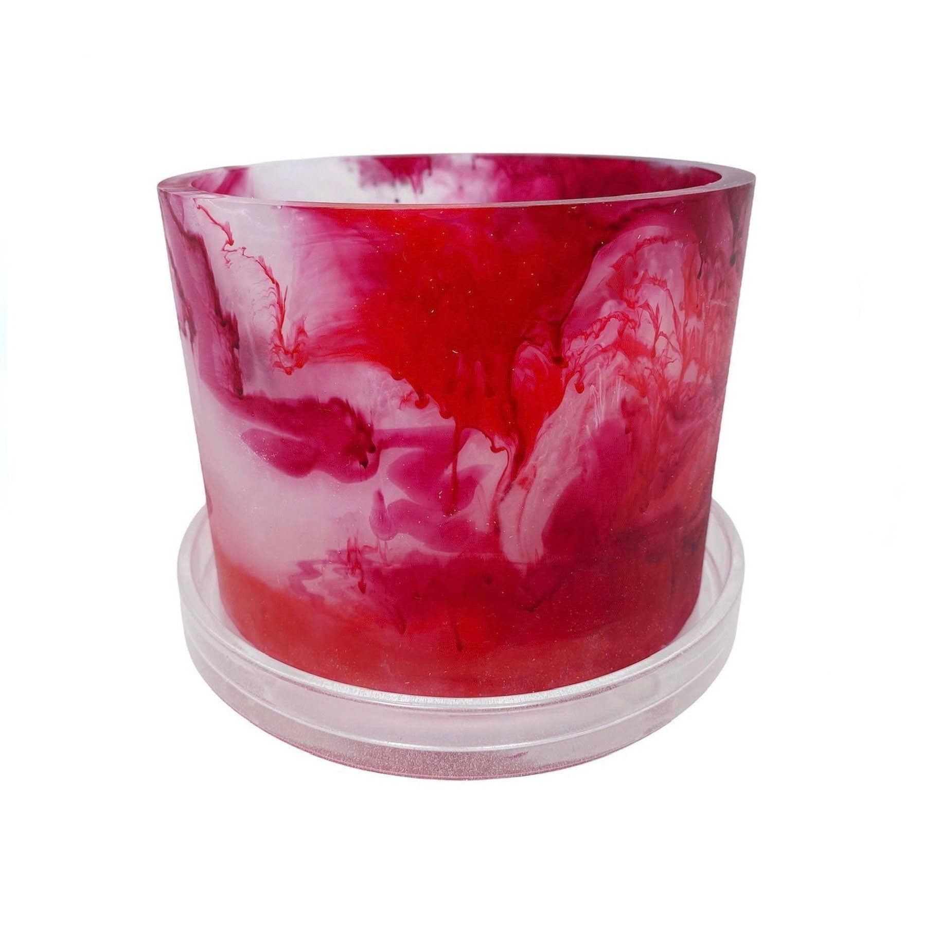 white red handmade resin plant pot 6 inch indoor planter with drainage
