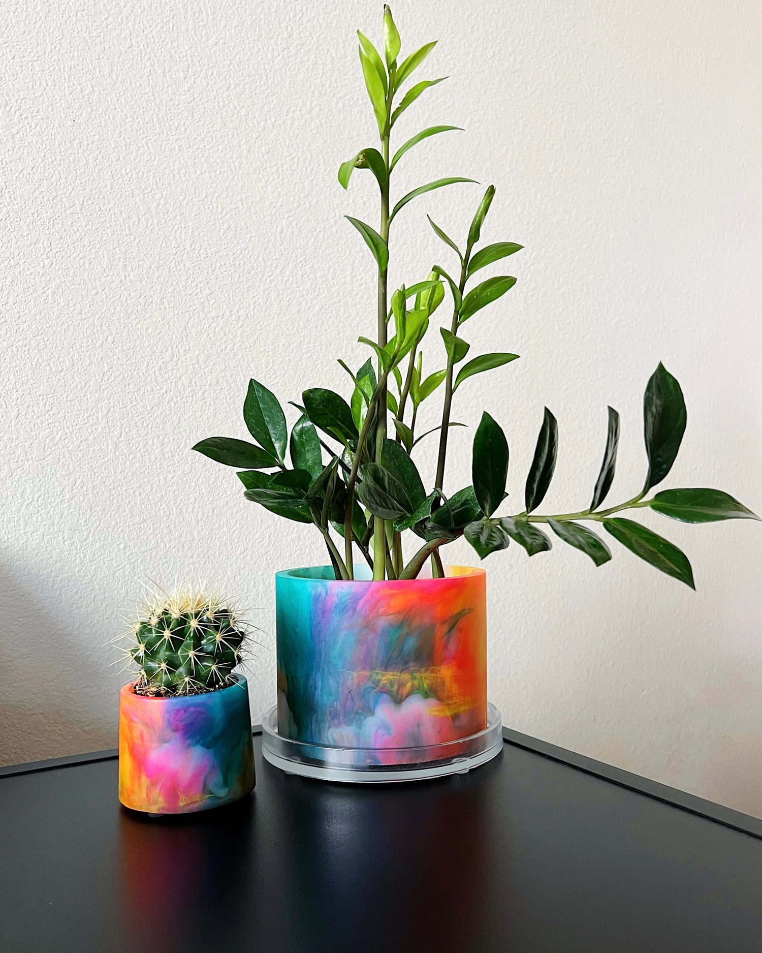 handmade resin plant pot 6 inch indoor planter with drainage