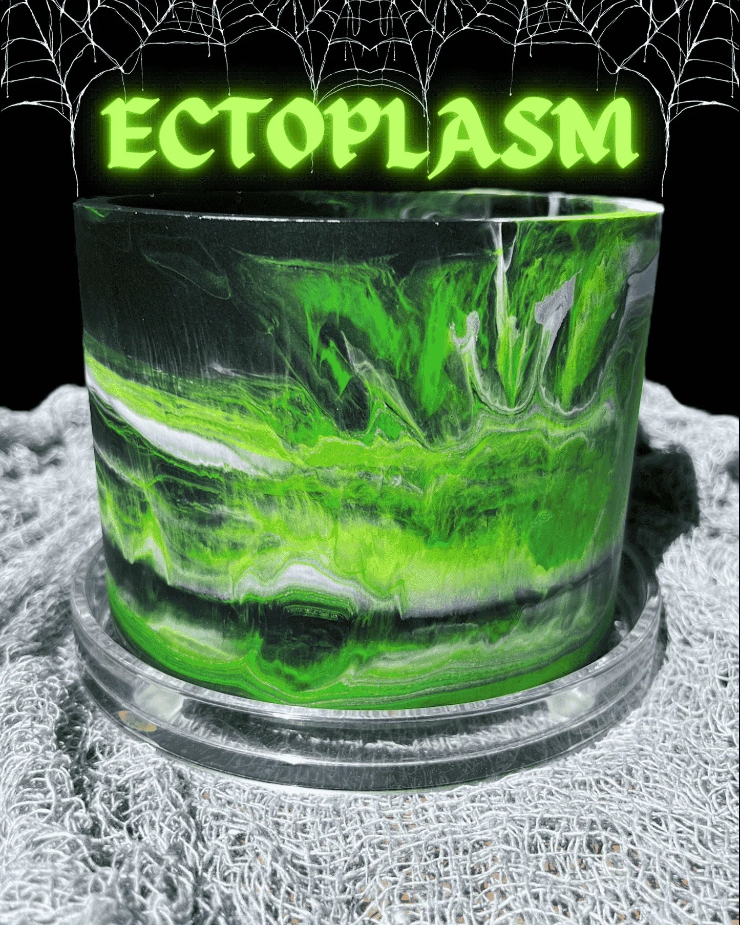 Halloween-plant-pot-black-lime-green-silver-ectoplasm