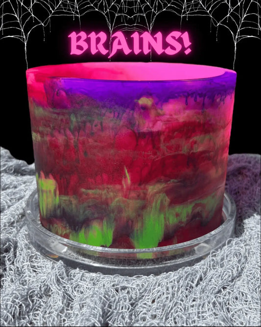 Halloween plant pot hot pink purple red slime green brains