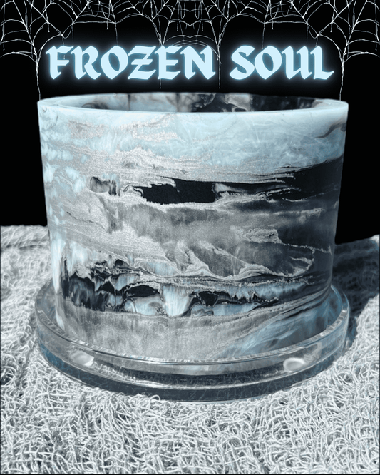 Halloween-plant-pot-icy-blue-silver-black-frozen-soul