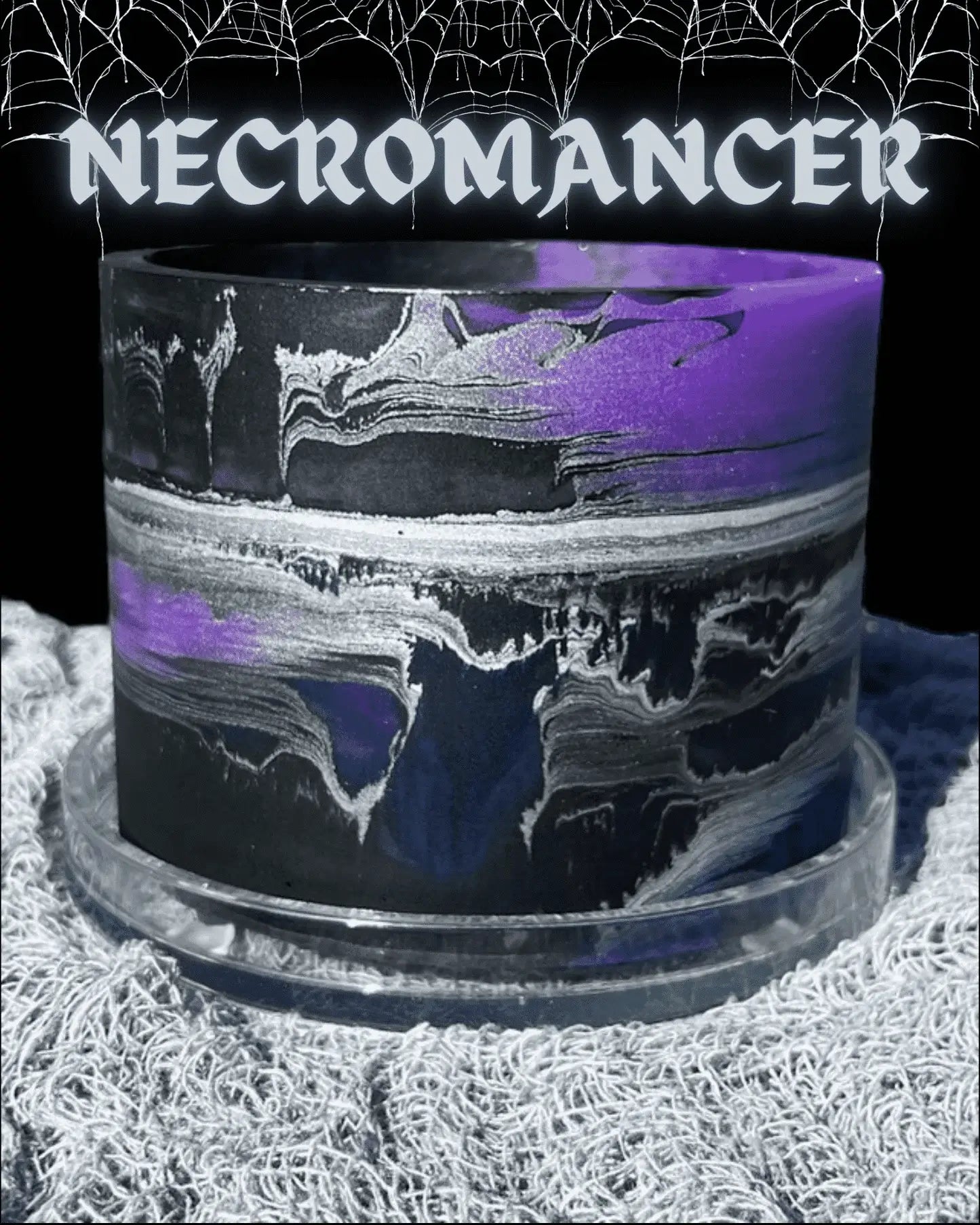 Halloween plant pot purple black silver navy blue necromancer