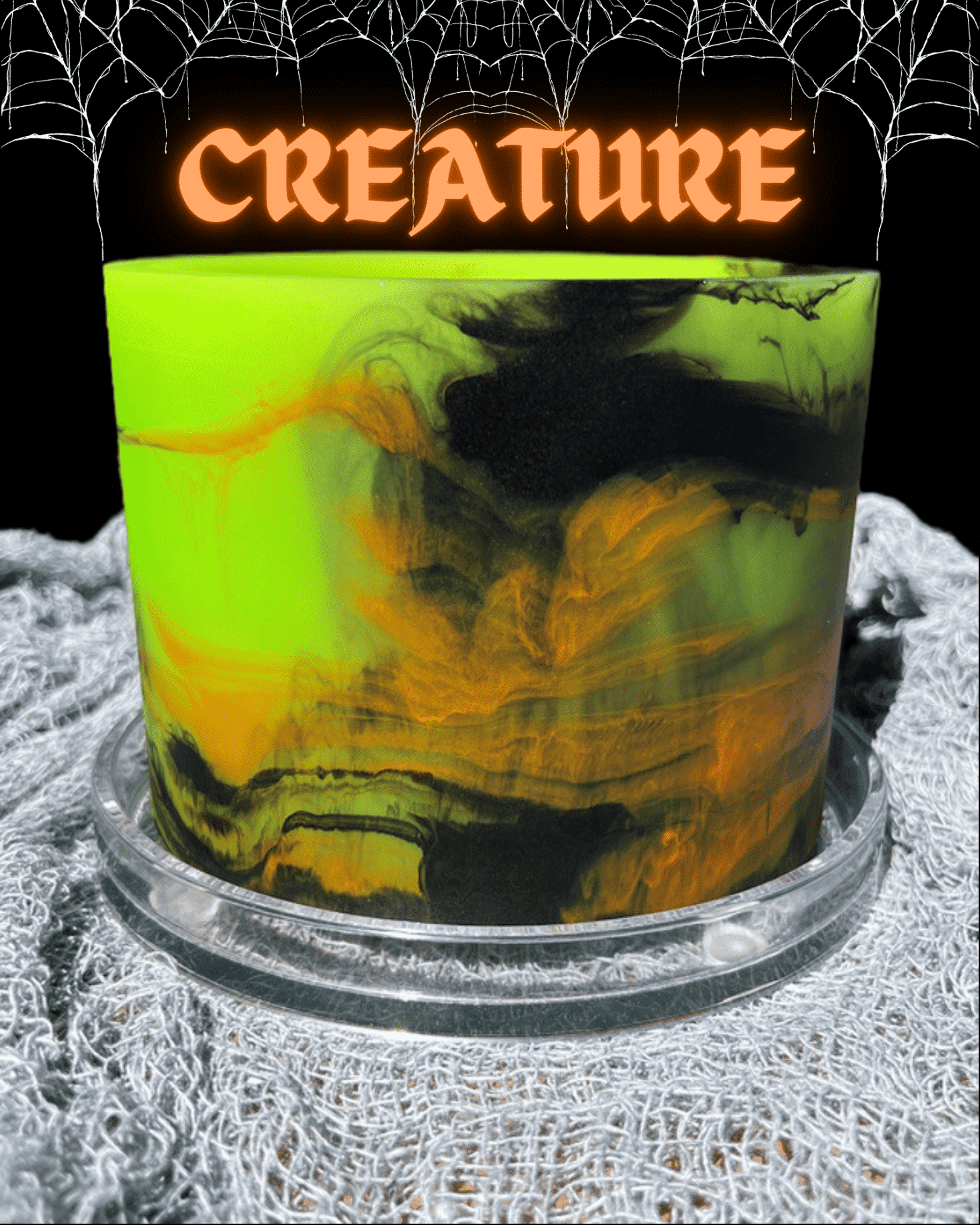 Halloween-plant-pot-slime-green-black-orange-creature