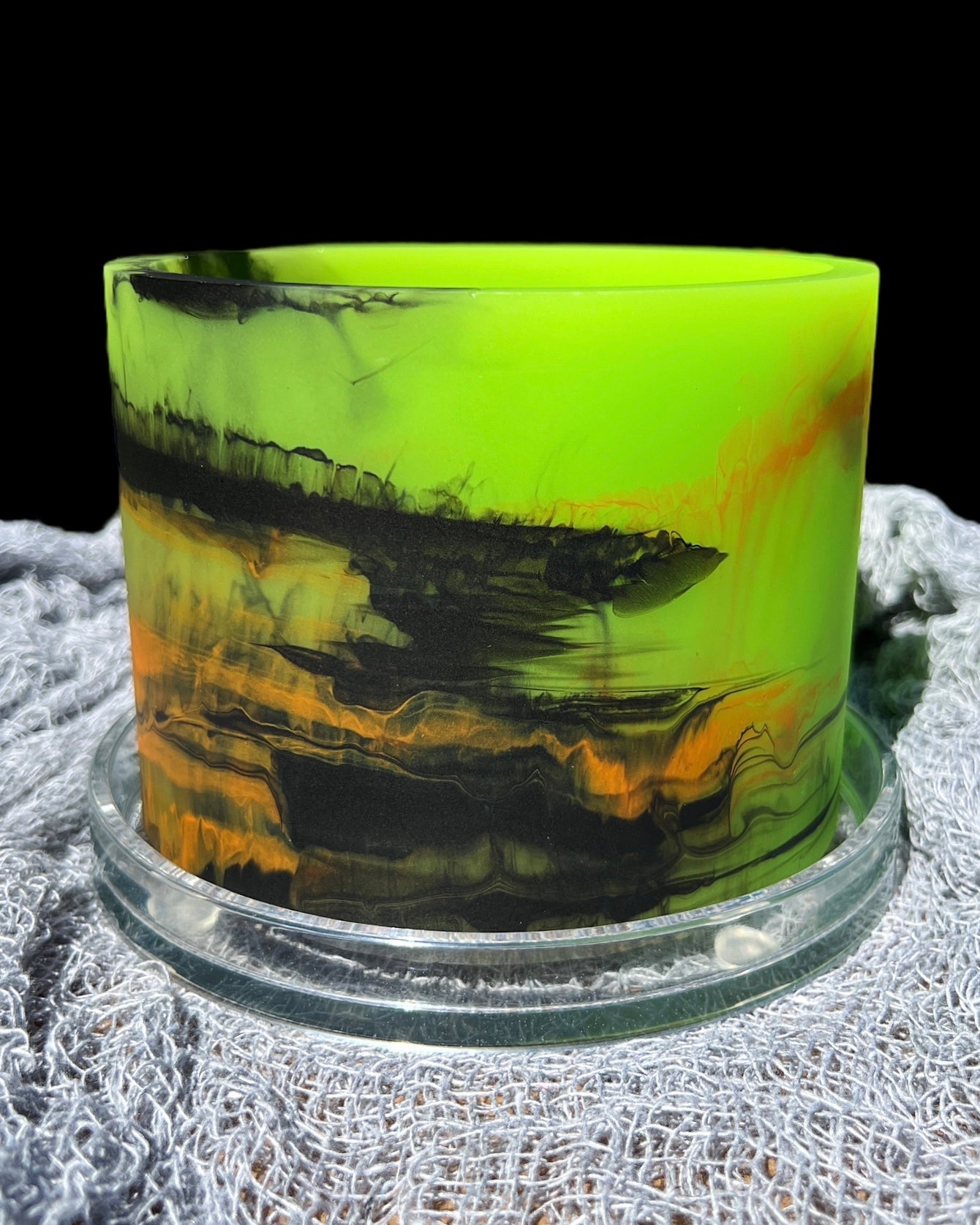 Halloween-plant-pot-slime-green-black-orange-creature