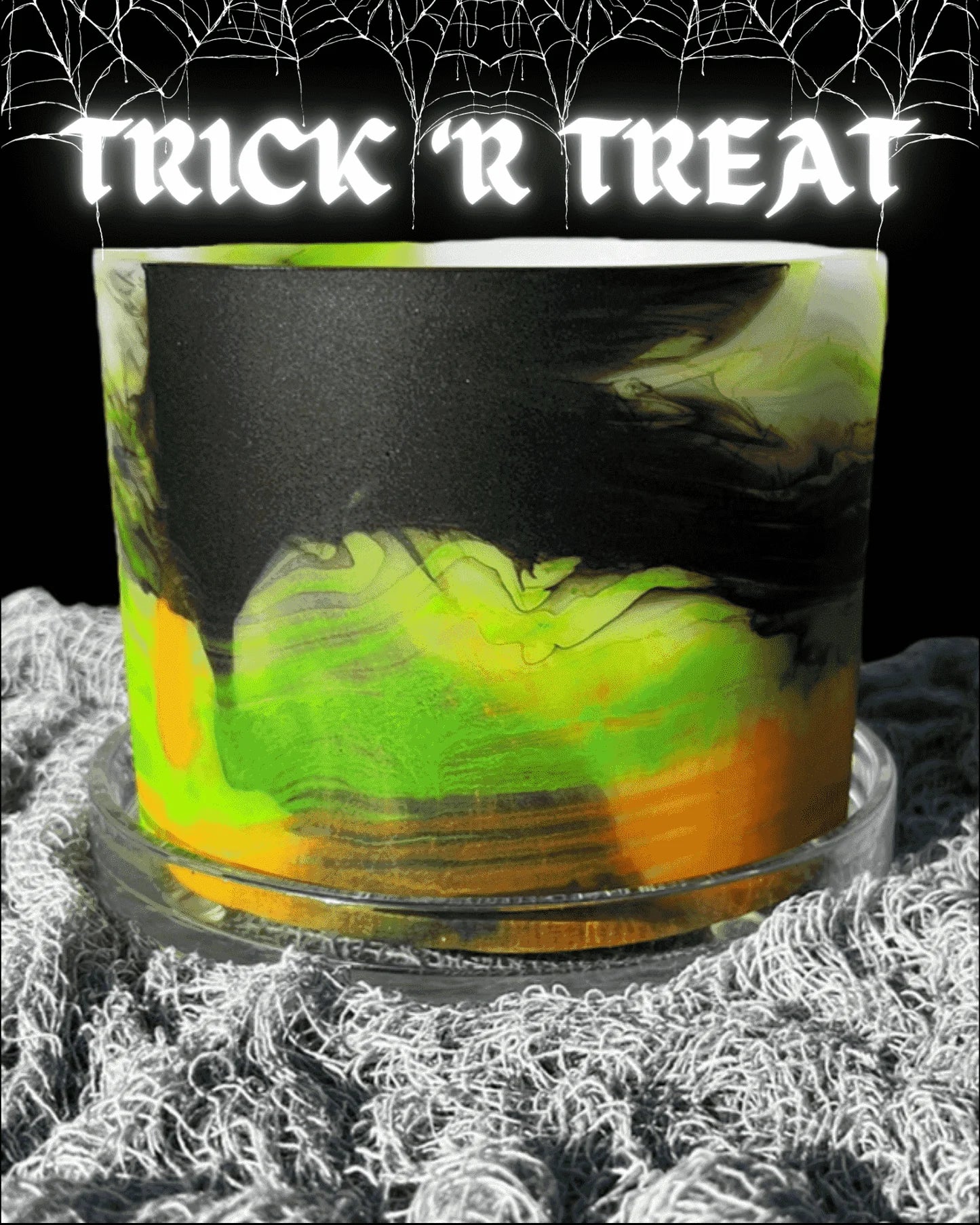 Halloween Plant Pot - white black green orange trick r treat