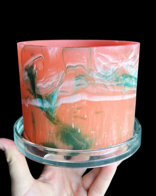 Plant Pot - Salmon | White | Dark Green Rorschach