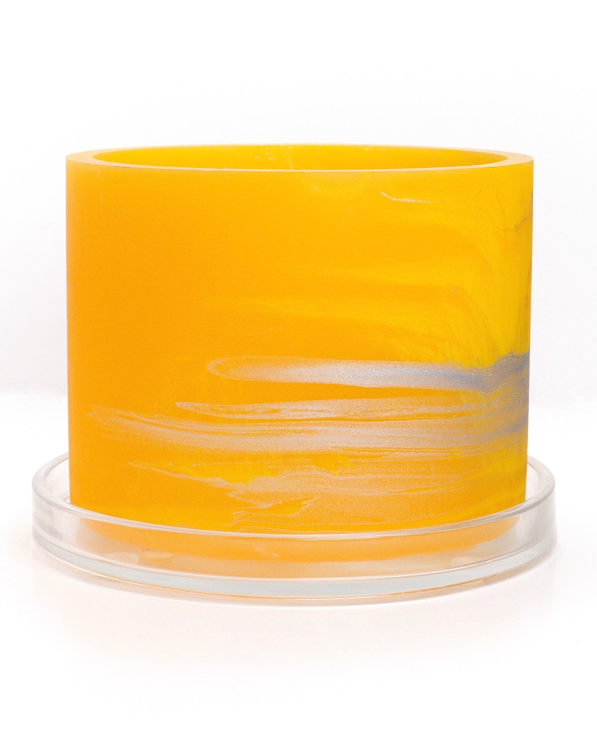 Sunshine yellow silver handmade resin plant pot 6 inch indoor planter with drainage