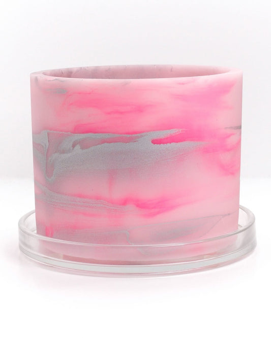 baby pink silver hot pink handmade resin plant pot 6 inch indoor planter with drainage