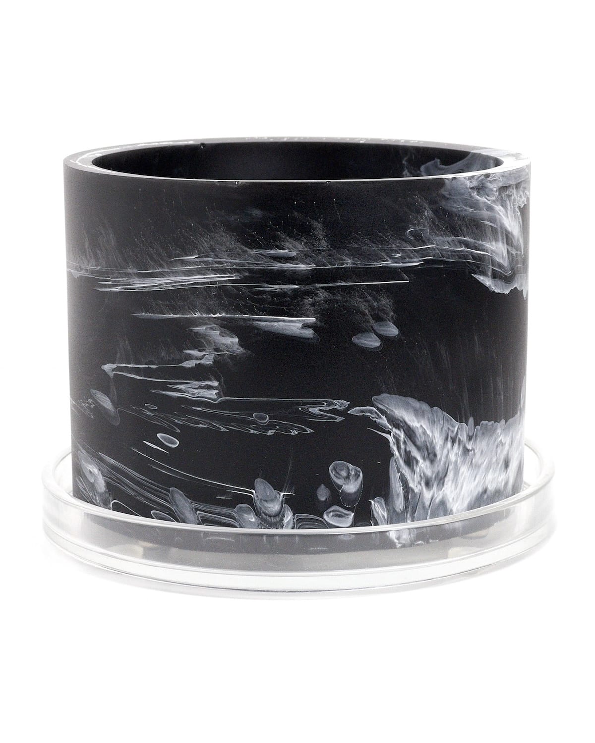 black white handmade resin plant pot 6 inch indoor planter with drainage