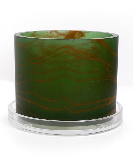 dark green orange handmade resin plant pot 6 inch indoor planter with drainage