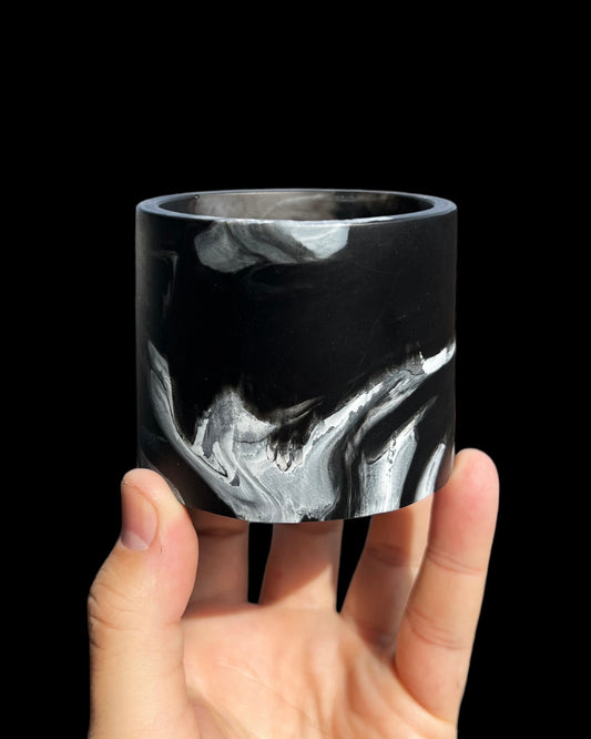 Plant Pot - Marble Mess Mini | Black & White