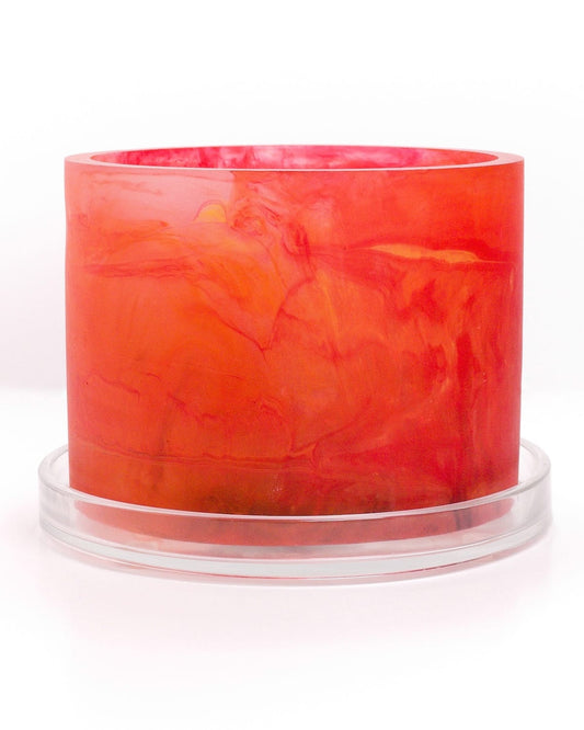 inferno red orange handmade resin plant pot 6 inch indoor planter with drainage
