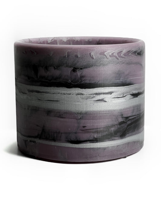 Lavender, Silver, Black Planter - 8 Inch Handmade Plant Pot | Terrestrial
